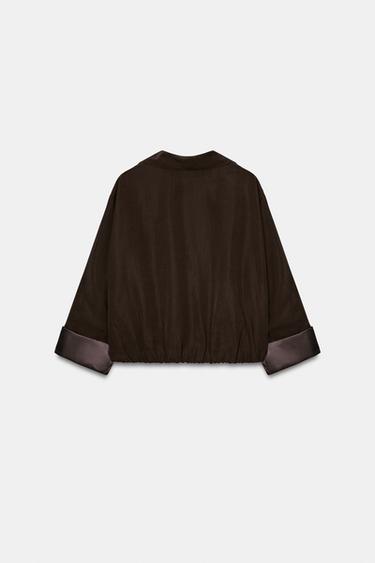 SHORT JACKET WITH ELASTICATED HEM - Brown by Zara - Image 5