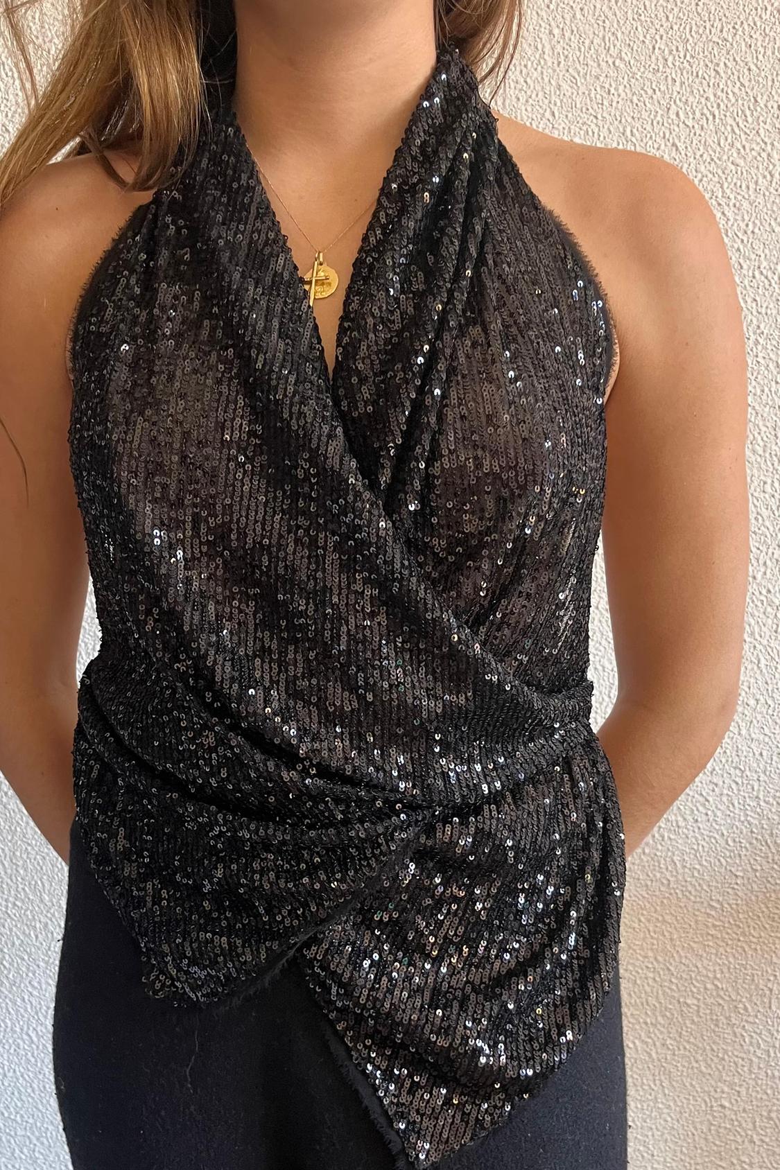 SEQUINNED HALTER TOP