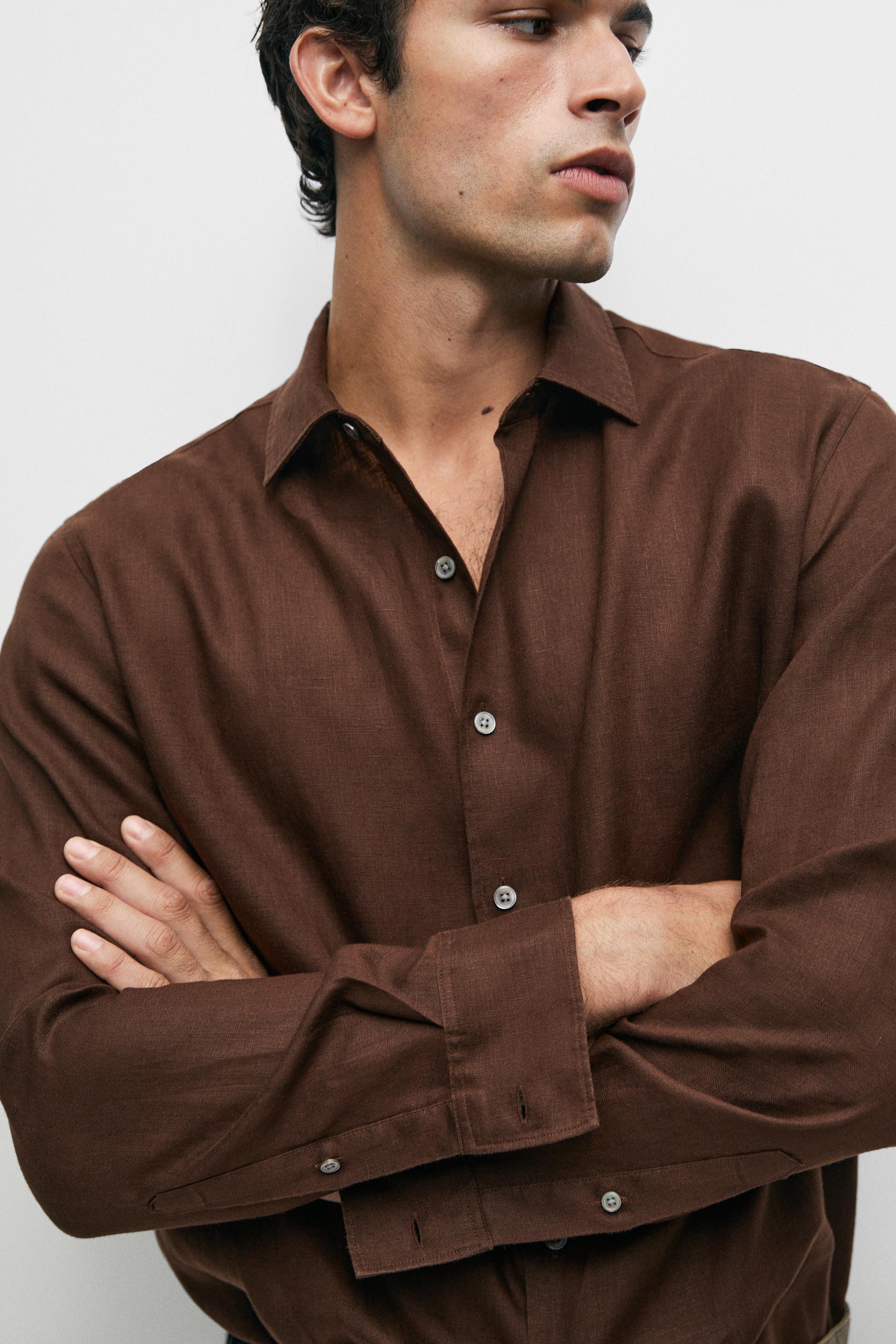 Regular fit 100% linen shirt