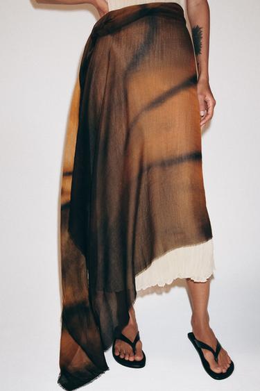 FOULARD IMPRIMÉ MODAL ET SOIE - Rouge orangé de Zara - Image 1