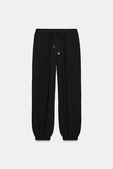 Zara ELASTIC WAISTBAND PANTS - Black