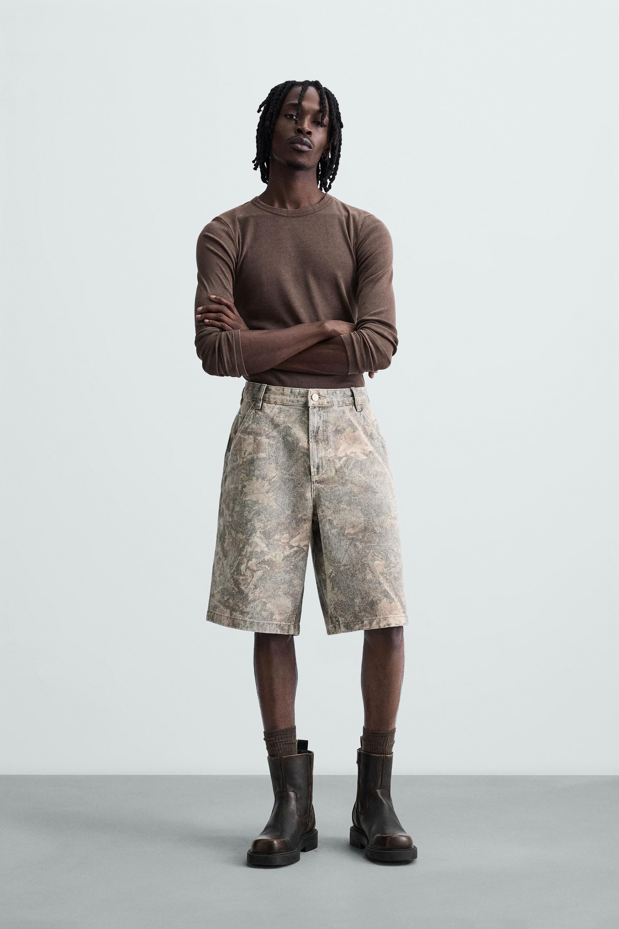 BERMUDA RELAXED FIT ESTAMPADA COM ABSTRATO - 029 | ZARA Brasil