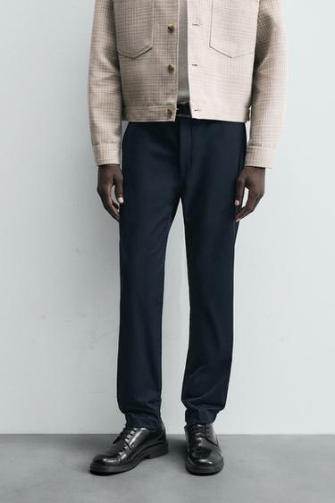 Zara SLIM FIT CHINO PANTS - Navy blue