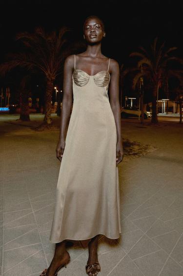 SATIN MIDI DRESS - Cava by Zara
