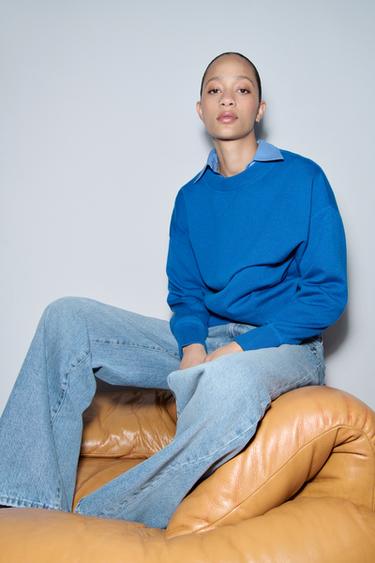 SUDADERA PUNTO LISO - Azulón de Zara