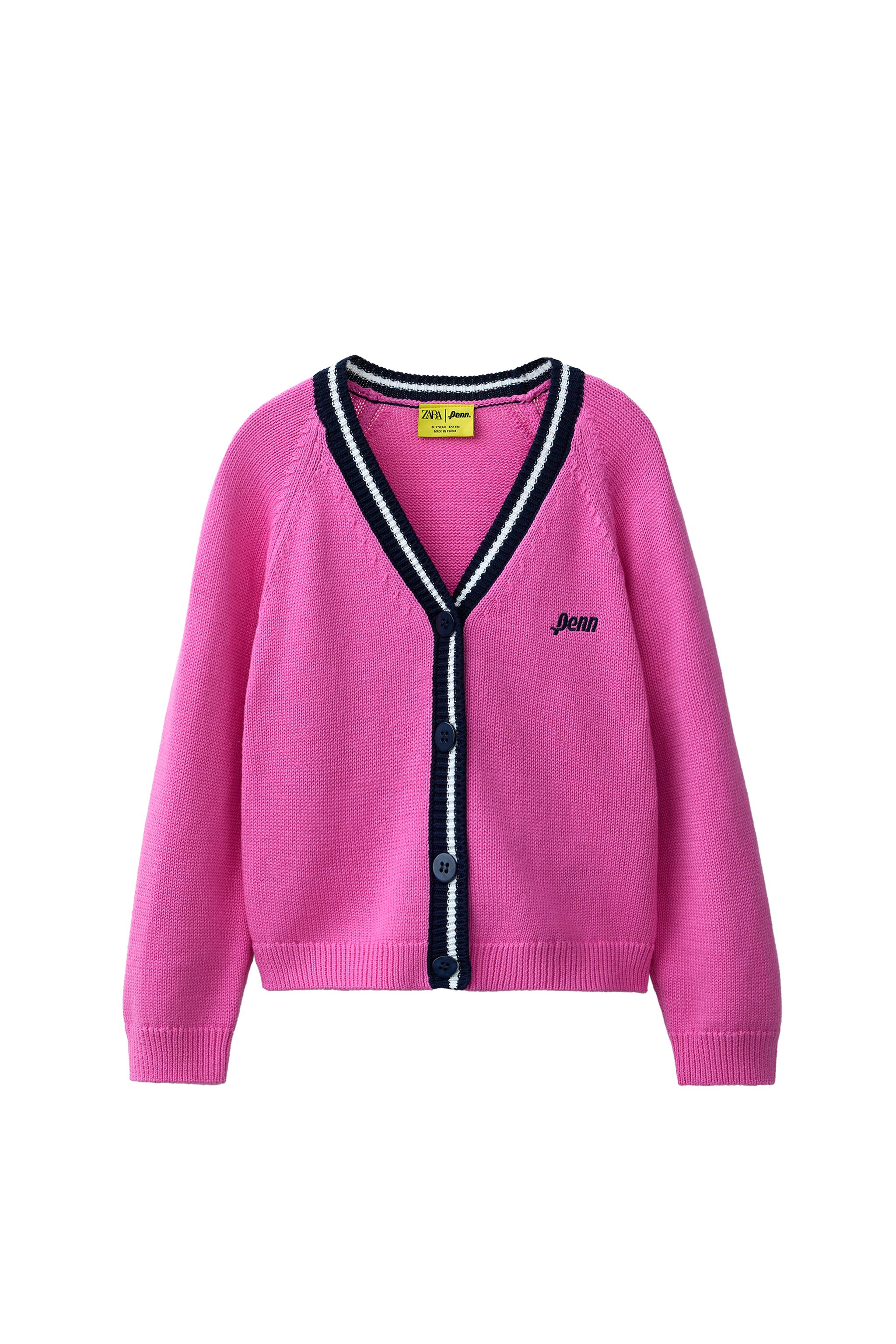 ZARA パイピング ニットコート ピンク S ZARA - ZARA パイピング ニットコート ピンク Sの通販 by timmy shop