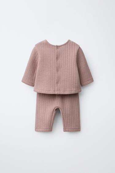 ENSEMBLE VESTE T-SHIRT 2 EN 1 ET PANTALON - Rose craie de Zara - Image 1