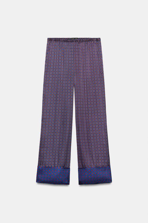 PANTALÓN SATINADO ESTAMPADO - Multicolor de Zara - Imagen 0