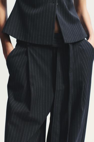 PLEATED TROUSERS WITH BELT - Navy blue by Zara - Image 2
