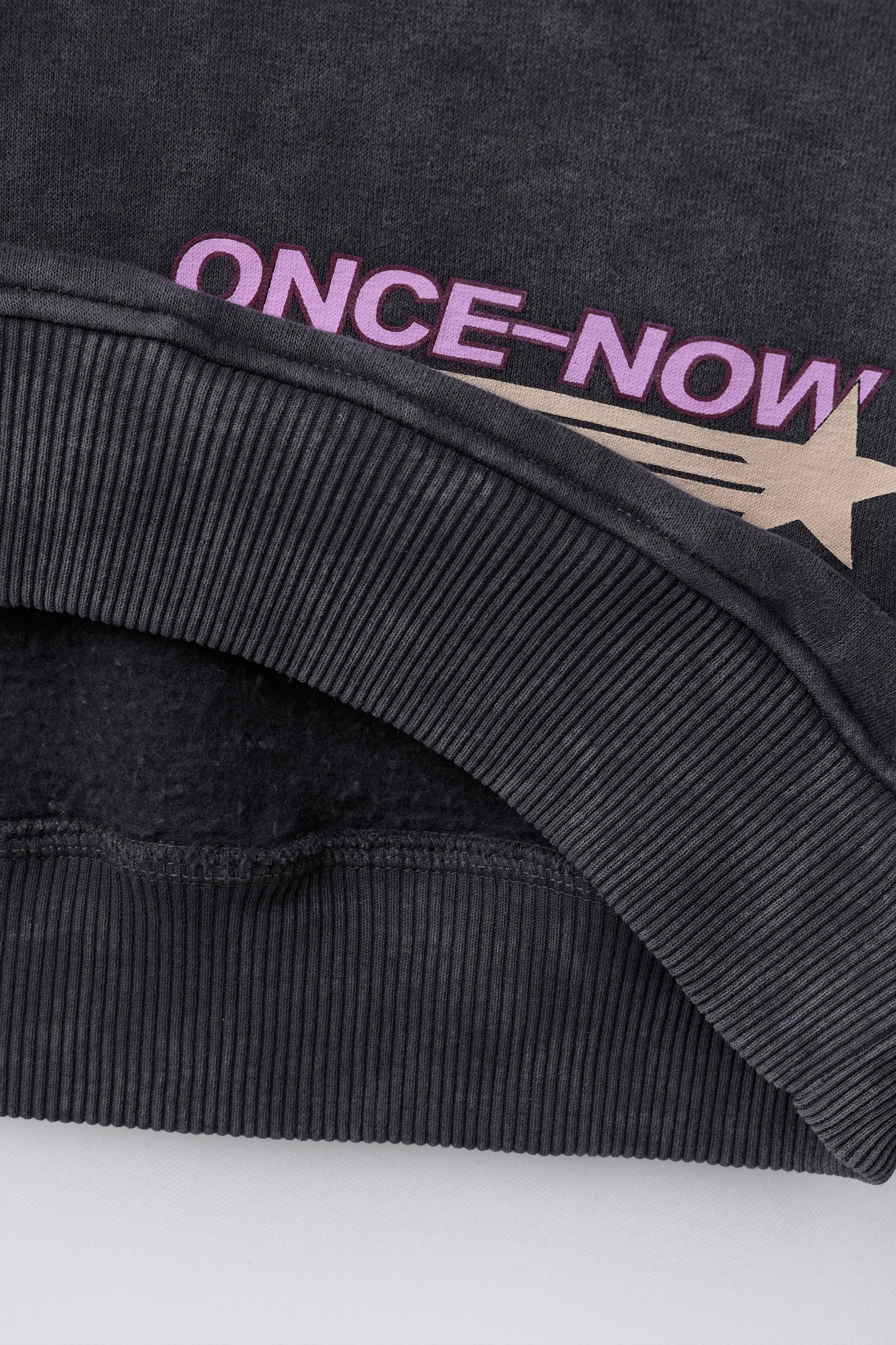 WASHED EFFECT TEXT HOODIE