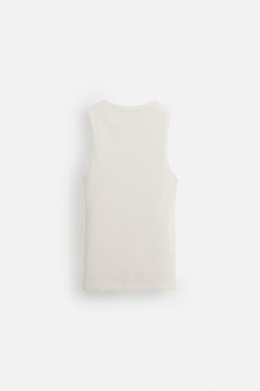 OPEN KNIT TEXTURED TANK TOP - White by Zara - Image 7