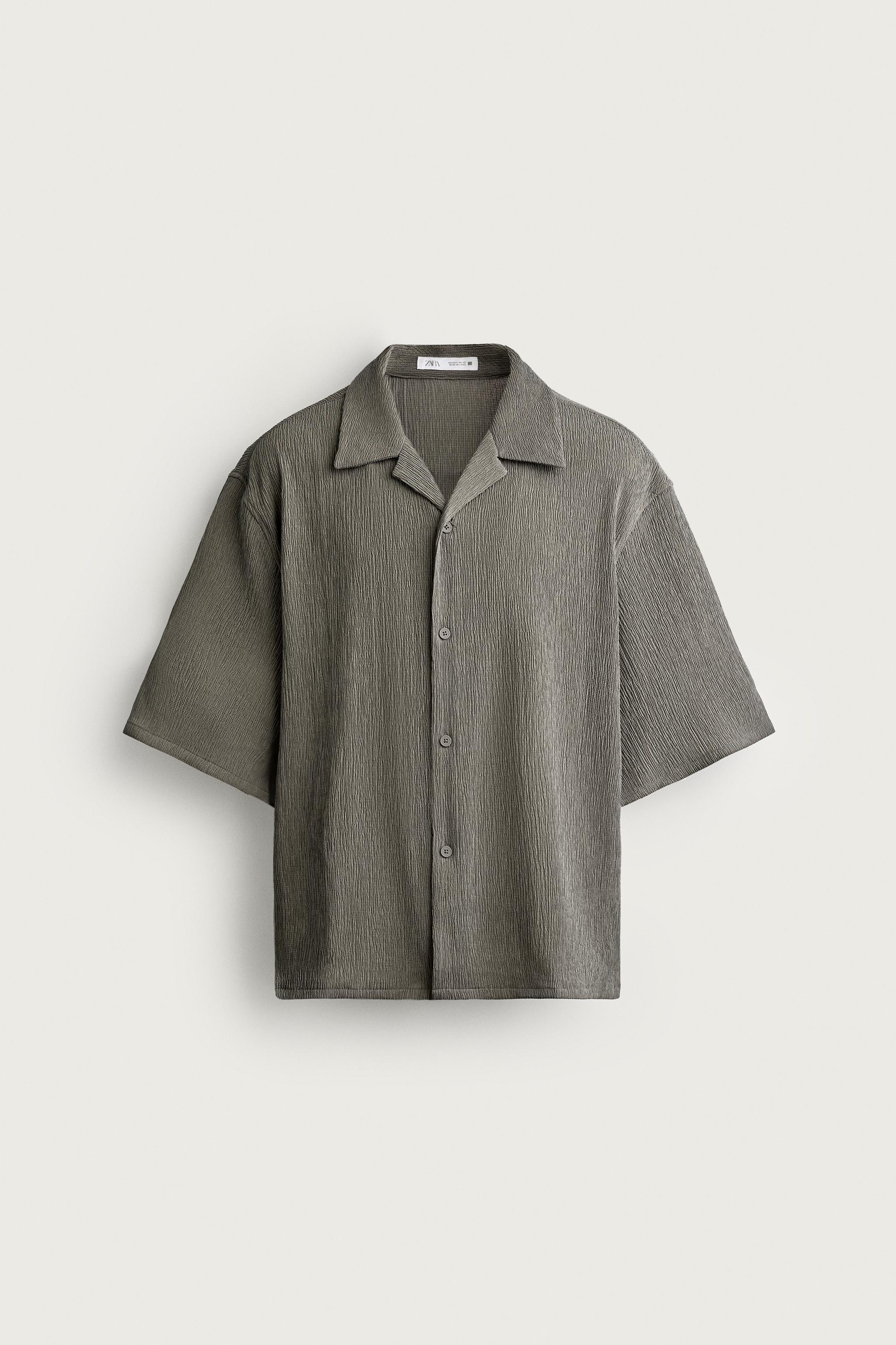 TEXTURED RELAXED FIT SHIRT — Light khaki