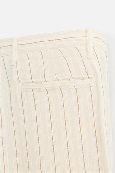 STRIPED JACQUARD TROUSERS - Ecru by Zara - Image 9