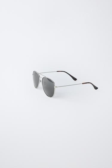 METAL AVIATOR SUNGLASSES - Silver by Zara - Image 1