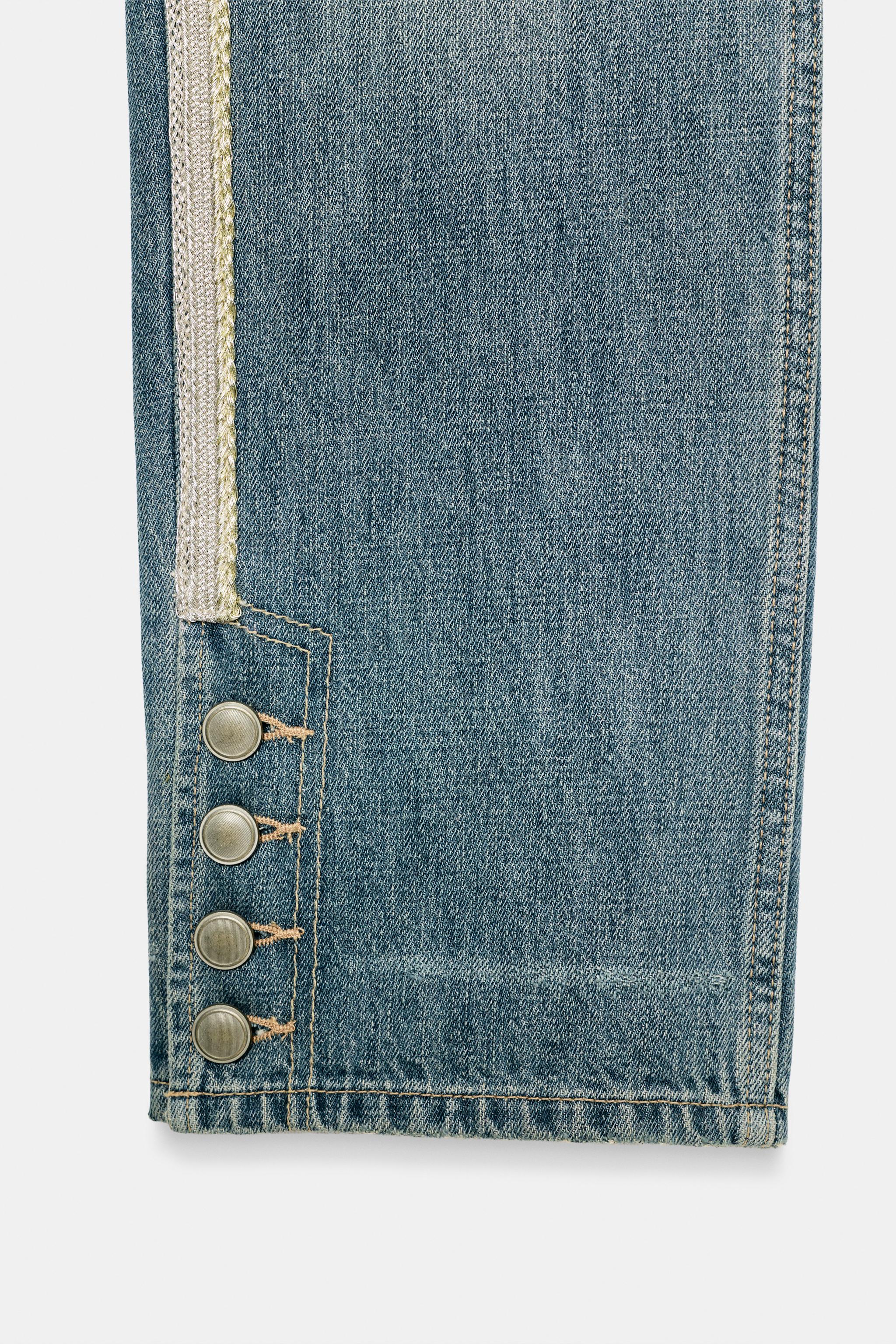 TRF MID-RISE STRAIGHT LEG SIDE STRIPE JEANS
