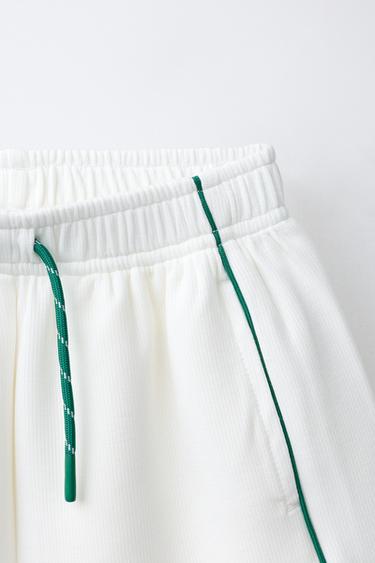 RIBBED BERMUDA SHORTS WITH CONTRAST TRIM - Light ecru by Zara - Image 2