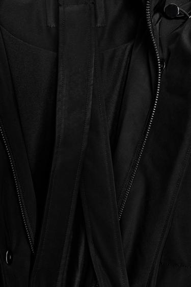 LONG WATER-REPELLENT WINDPROOF PUFFER JACKET WITH HOODIE - Black by Zara