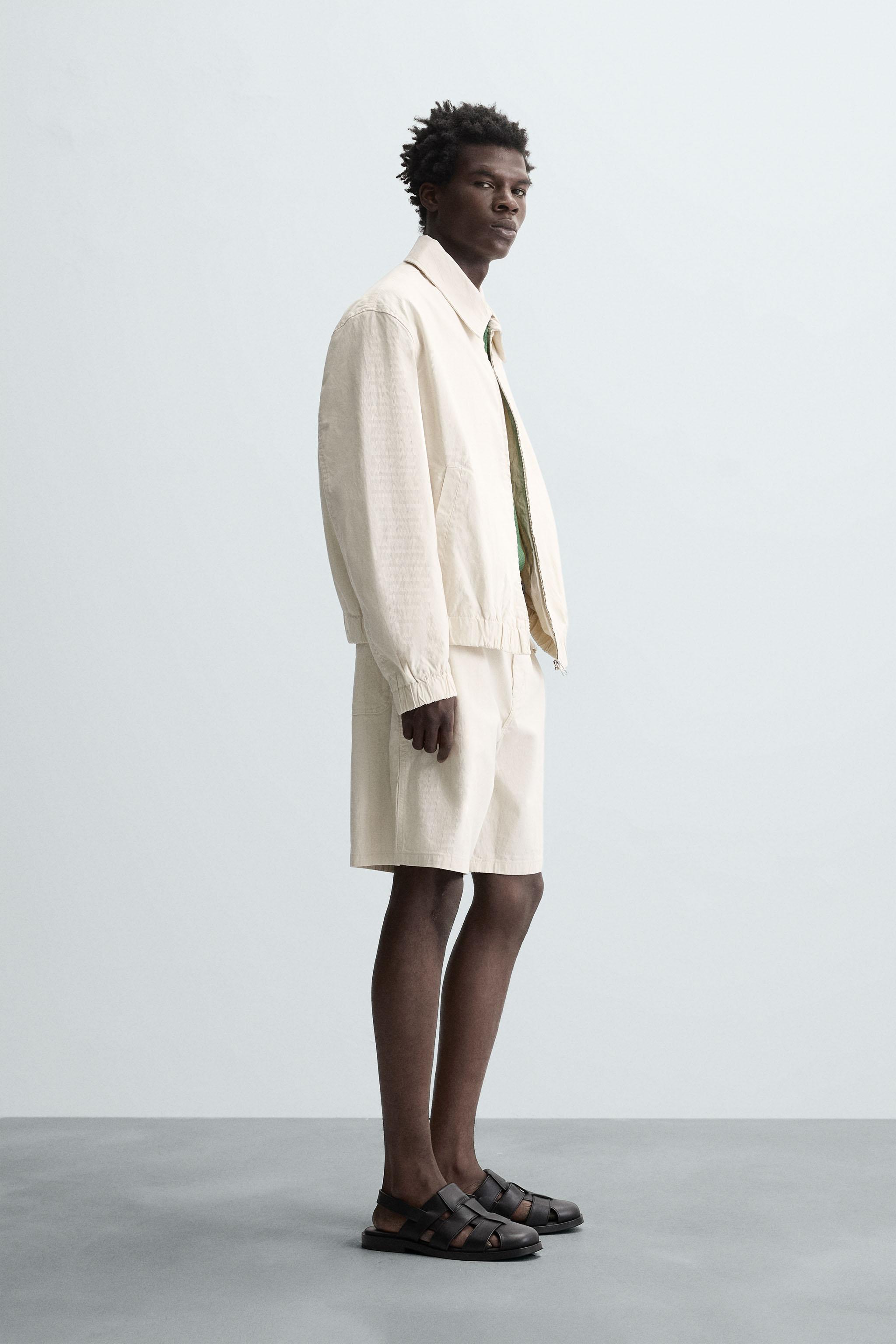 安心★関税込み★ZARA★CONTRAST STRIPED TEXTURED JACKET CONTRAST STRIPED TEXTURED JACKET - Oyster-white | ZARA