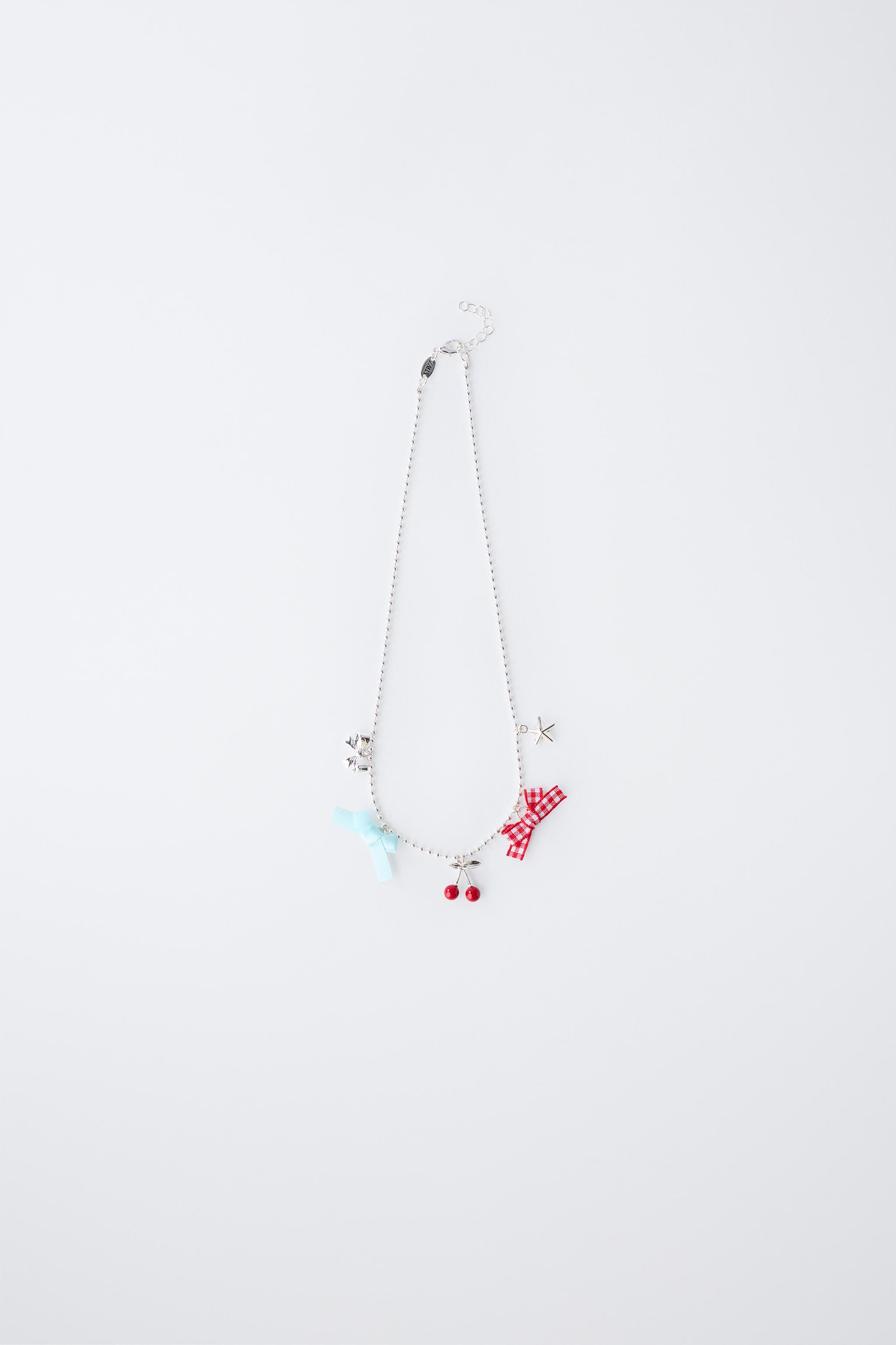 CHERRY AND BOW NECKLACE - Silver | ZARA United States