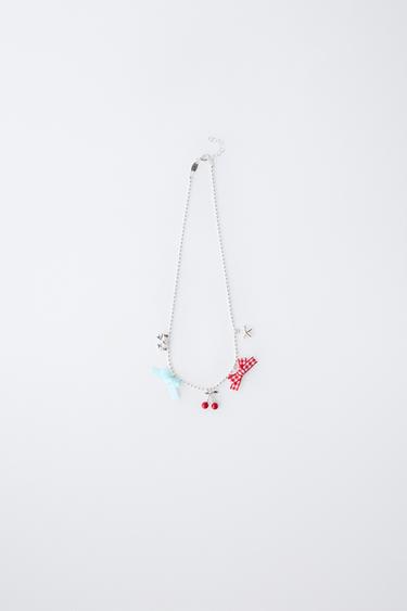 CHERRY AND BOW NECKLACE - Silver by Zara