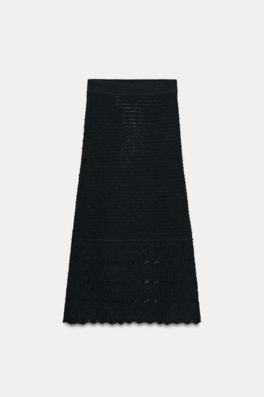 JUPE LONGUE EN MAILLE POINTELLE - Noir de Zara - Image 5