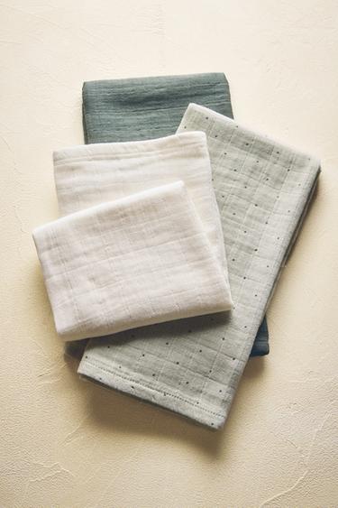 LOT LANGES EN MOUSSELINE ENFANT MULTICOLORES (LOT DE 3) - Vert de Zara - Image 5