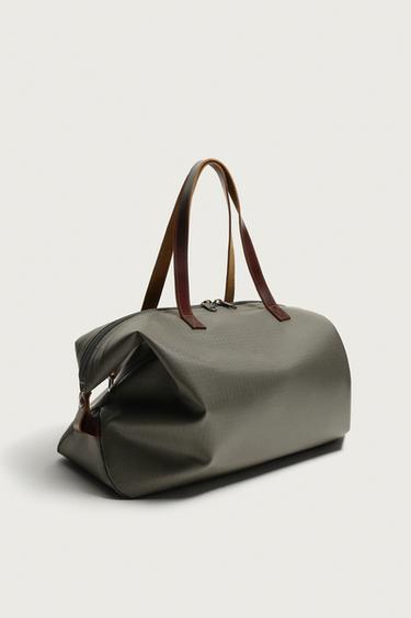 LEATHER-DETAIL TRAVEL BAG — Gray 3