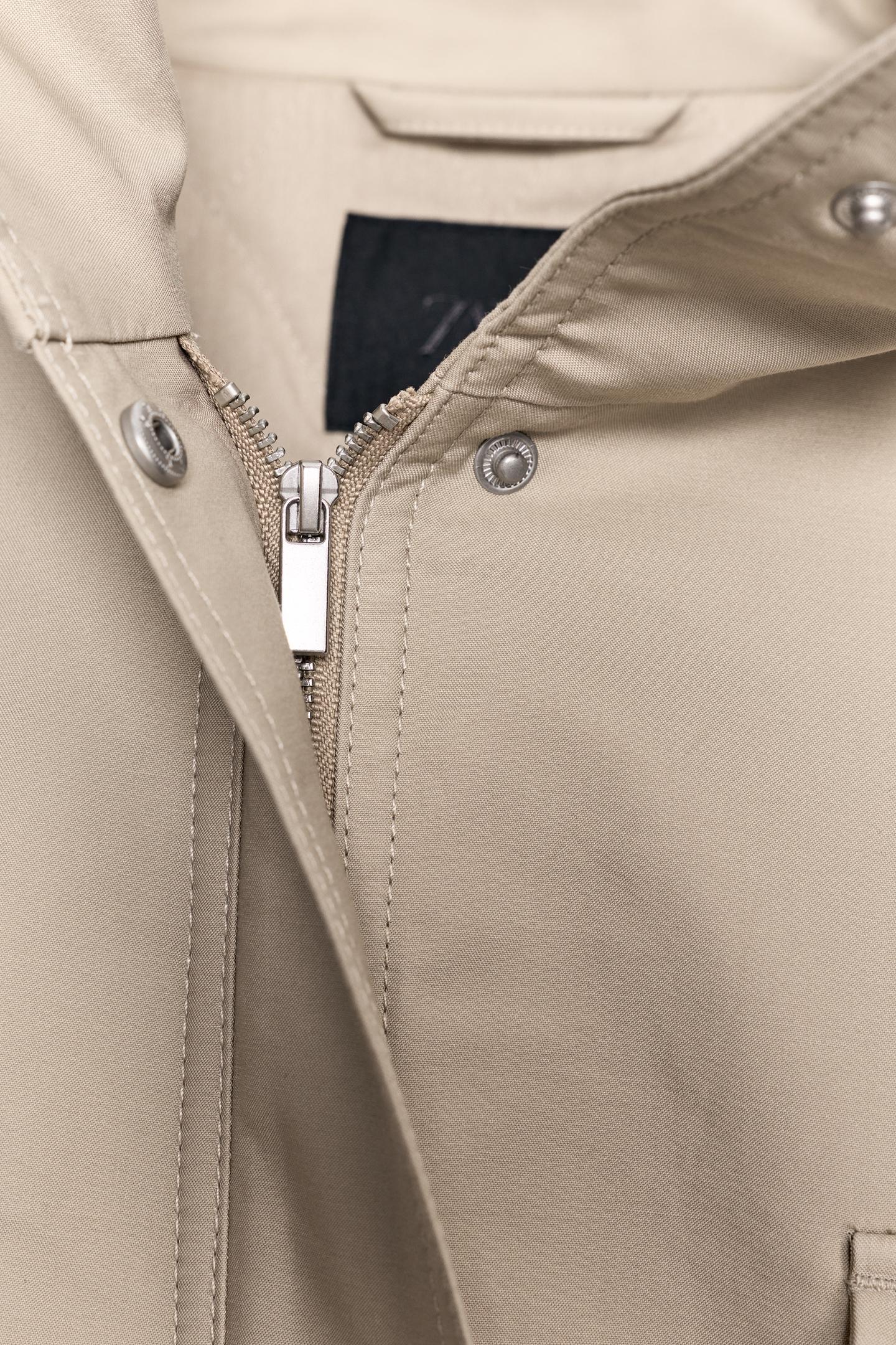 Женская куртка Zara High-Neck Pocket, цвет: Бежевый — фото 10