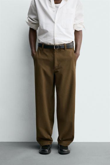 BALLOON FIT TROUSERS - mid khaki by Zara
