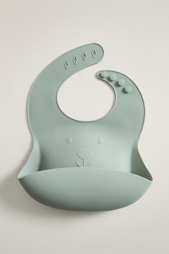 KIDS' SILICONE BEAR BIB - Blue by Zara - Image 0