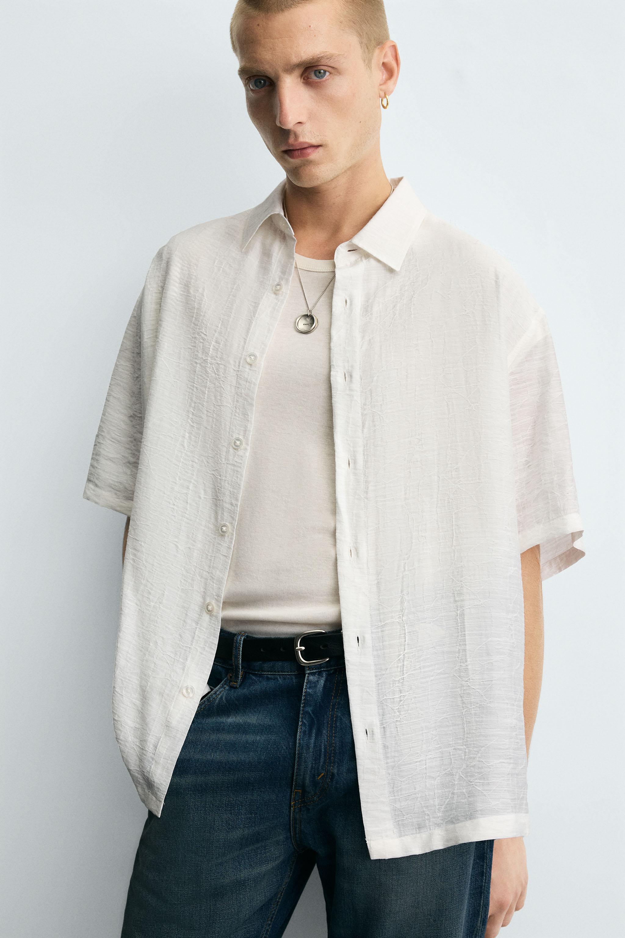 IRREGULAR JACQUARD SHIRT - Oyster-white | ZARA United States