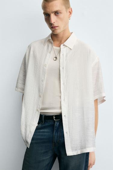 IRREGULAR JACQUARD SHIRT - Oyster-white by Zara - Image 5
