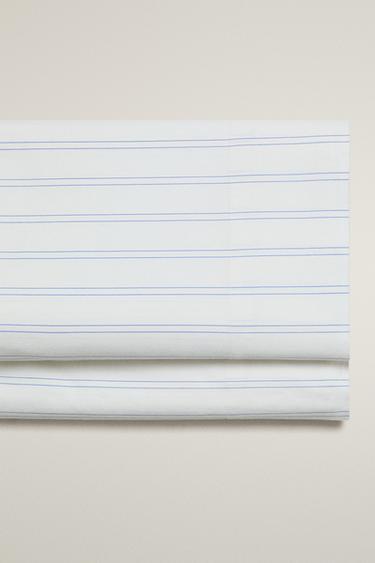 COTTON FLAT SHEET WITH DOUBLE STRIPES - Oyster-white by Zara
