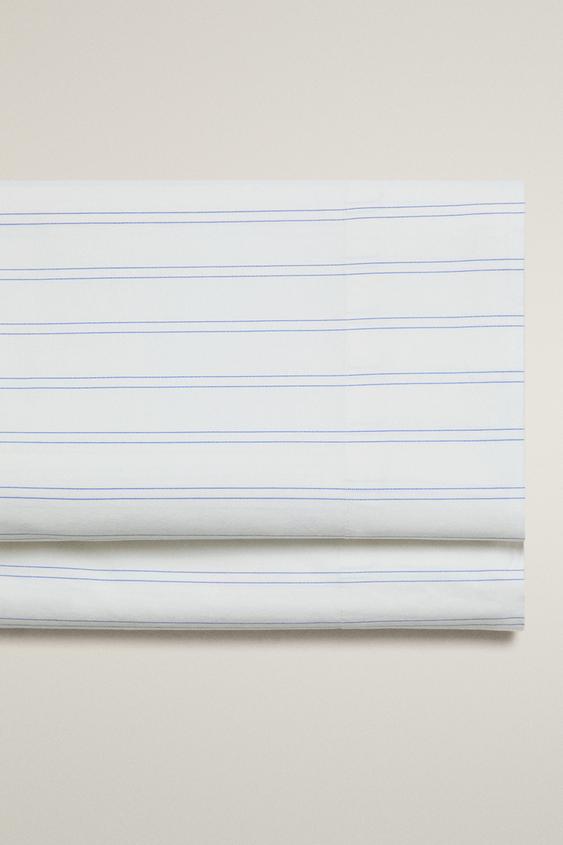Zara DOUBLE STRIPE COTTON FLAT SHEET - Oyster-white - Image 0