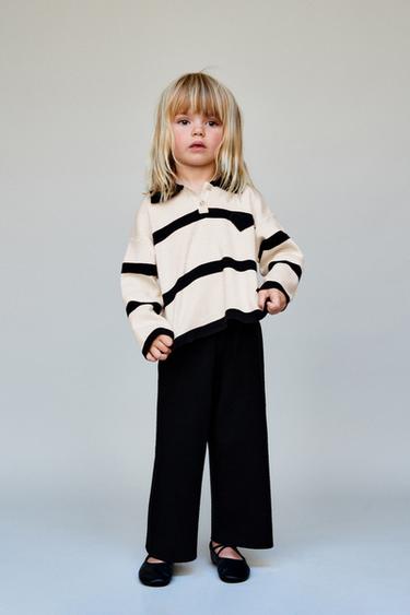 PANTALON DROIT EN MAILLE CŒUR - Noir de Zara