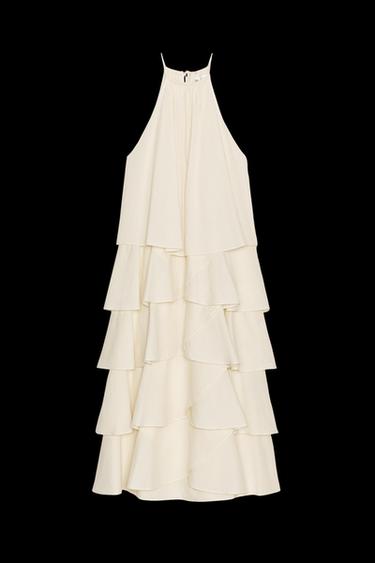 Zara ZW COLLECTION RUFFLED HALTER DRESS - Vanilla - Image 0