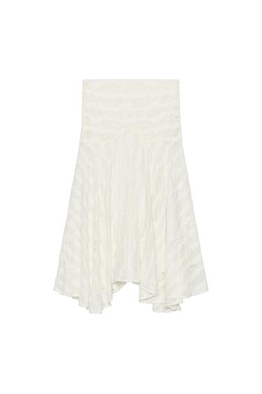 ASYMMETRIC RIPPED MIDI SKIRT - Oyster-white by Zara
