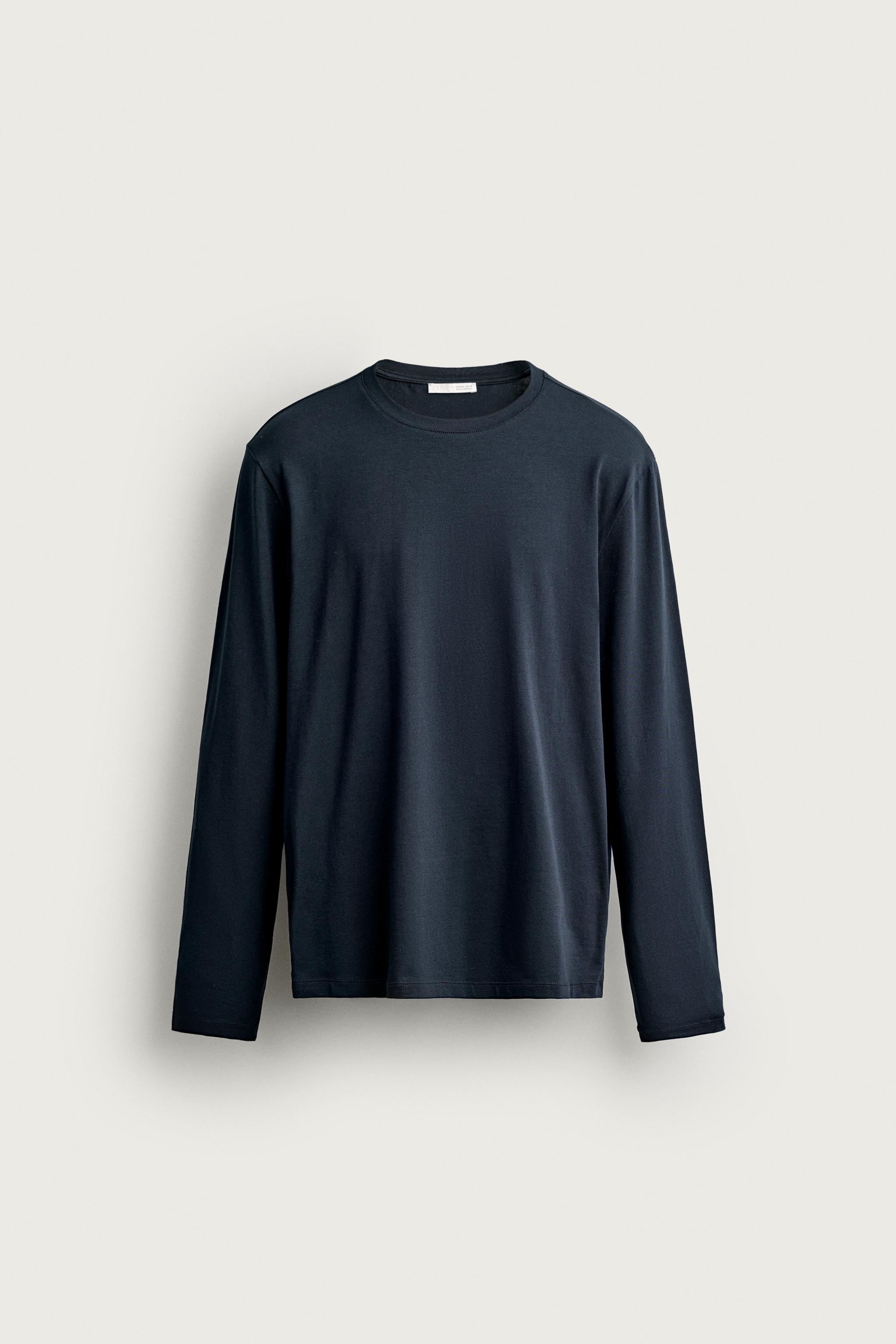 LONG SLEEVE BASIC SLIM FIT T-SHIRT — Navy blue