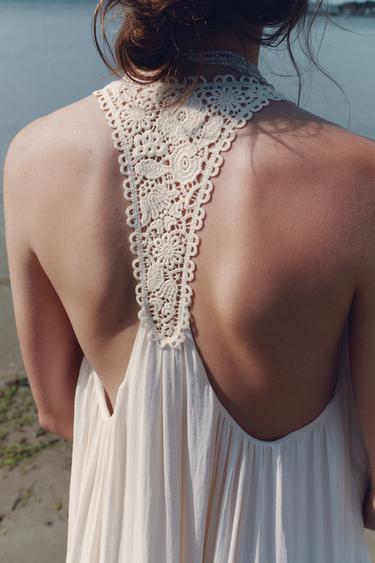 FLOWING DRESS WITH CONTRAST BACK - Ecru by Zara - Image 3