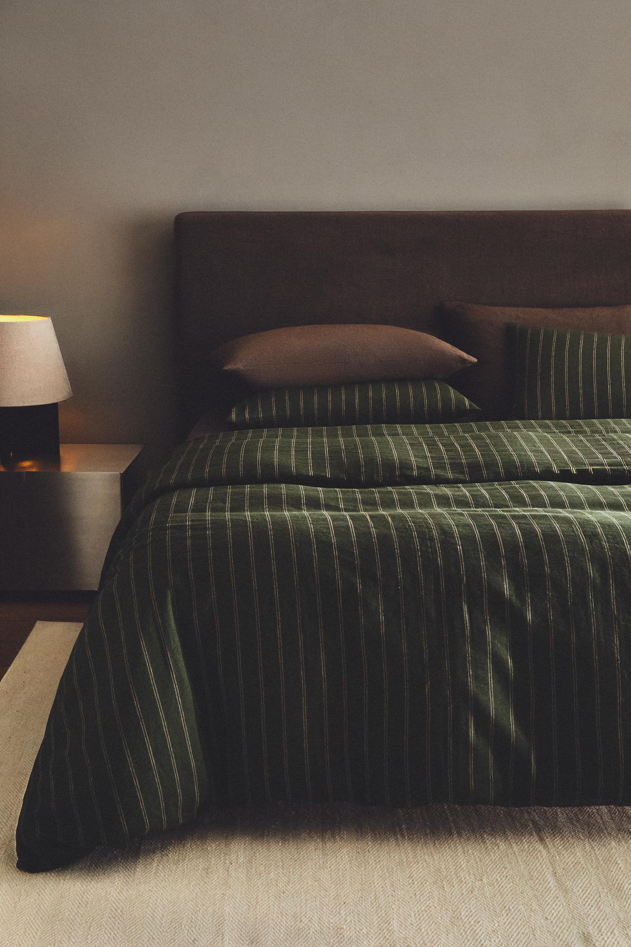 HOUSSE DE COUETTE COTON ET LIN RAYURES NOËL