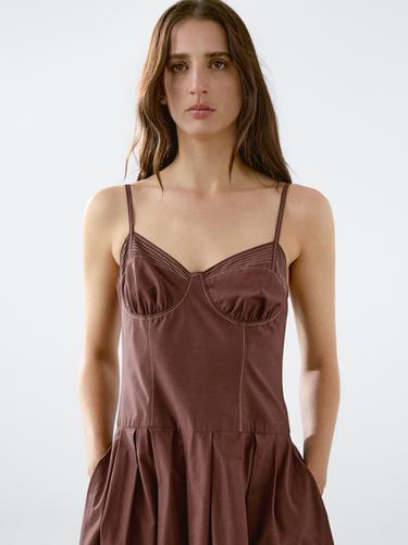Zara Bodice dress with contrast seams - Chocolate