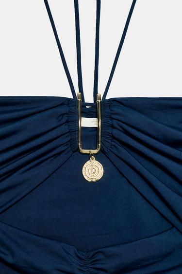 ROBE MI-LONGUE CUT OUT EN POLYAMIDE - Bleu marine de Zara - Image 7