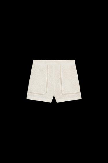 BERMUDASHORTS MIT LOCHSTICKEREI ZW COLLECTION - grau-beige von Zara - Bild 0
