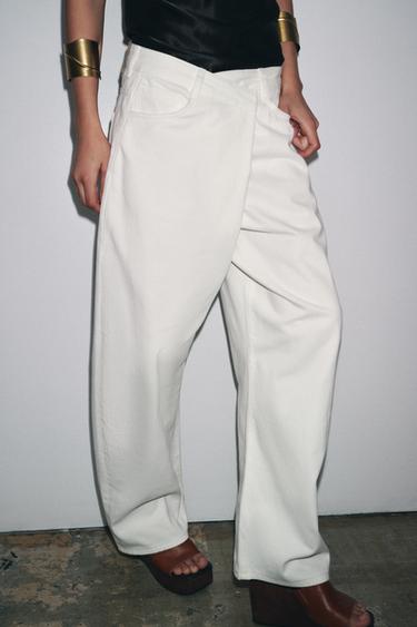 ZW COLLECTION PLEATED COTTON TROUSERS - White by Zara