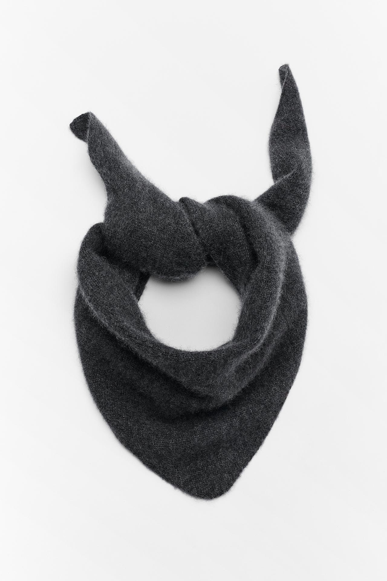 SOLID-COLOR 100% CASHMERE BANDANA — Anthracite Gray
