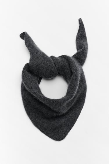 SOLID-COLOR 100% CASHMERE BANDANA — Anthracite Gray 1
