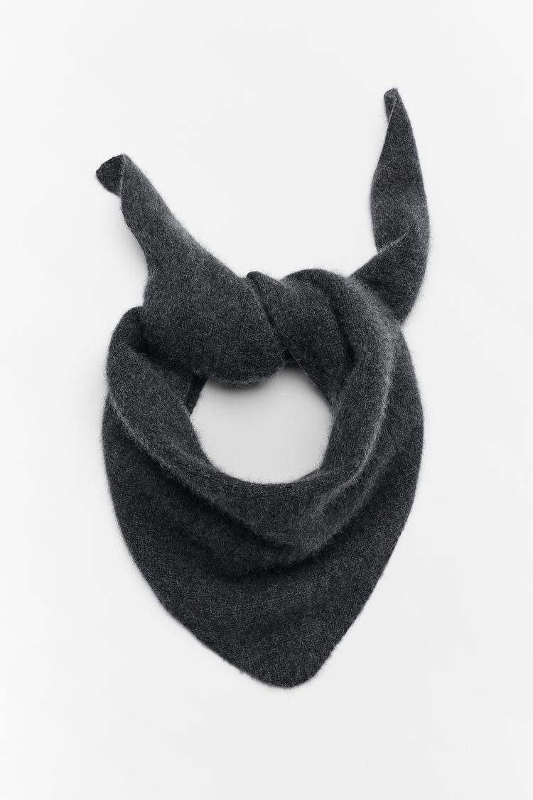 SOLID-COLOR 100% CASHMERE BANDANA — Anthracite Gray