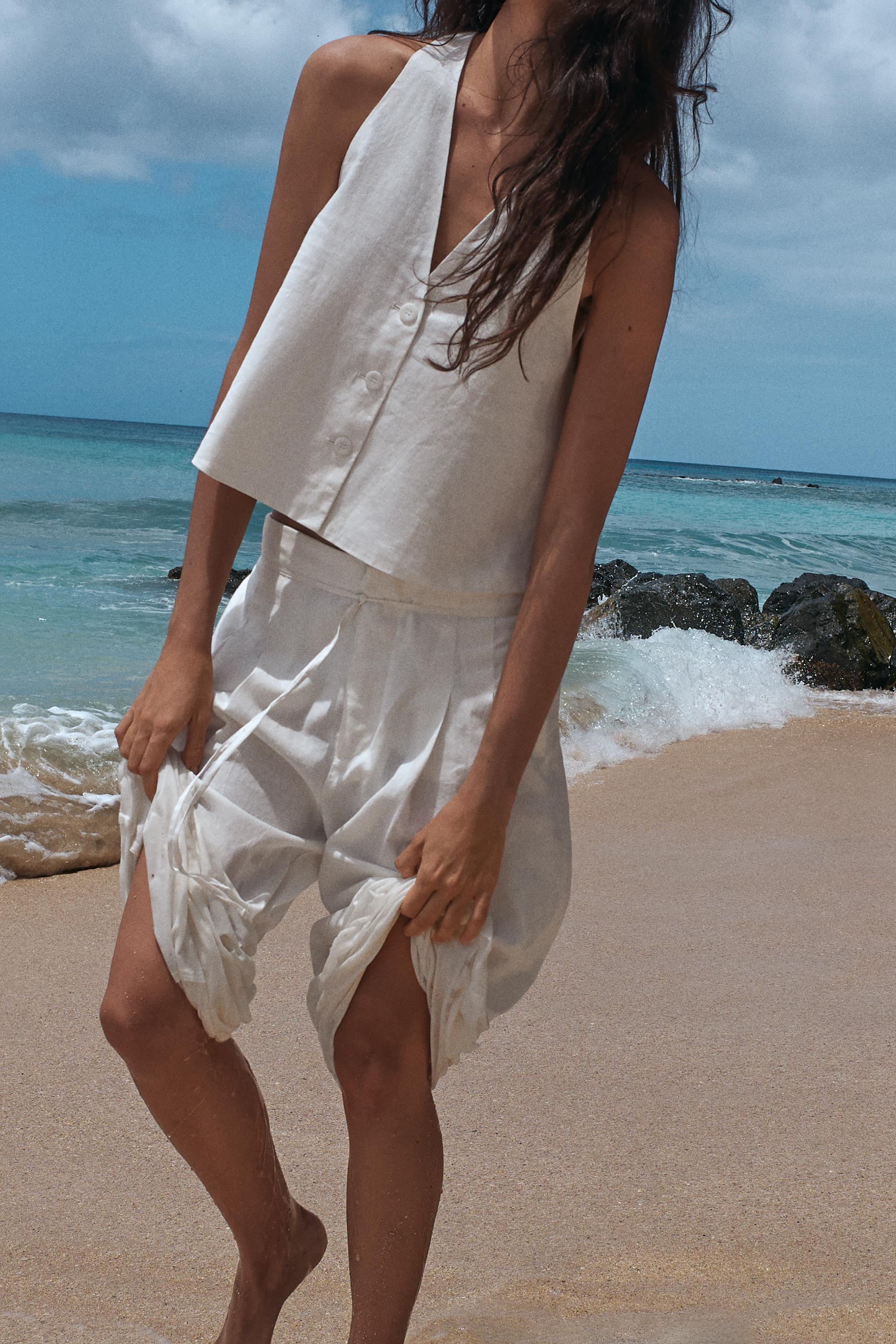 Женские жилеты Zara LINEN BUTTON VEST — фото 3