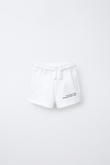 BERMUDA PIQUÉ TEXTO - Blanco de Zara