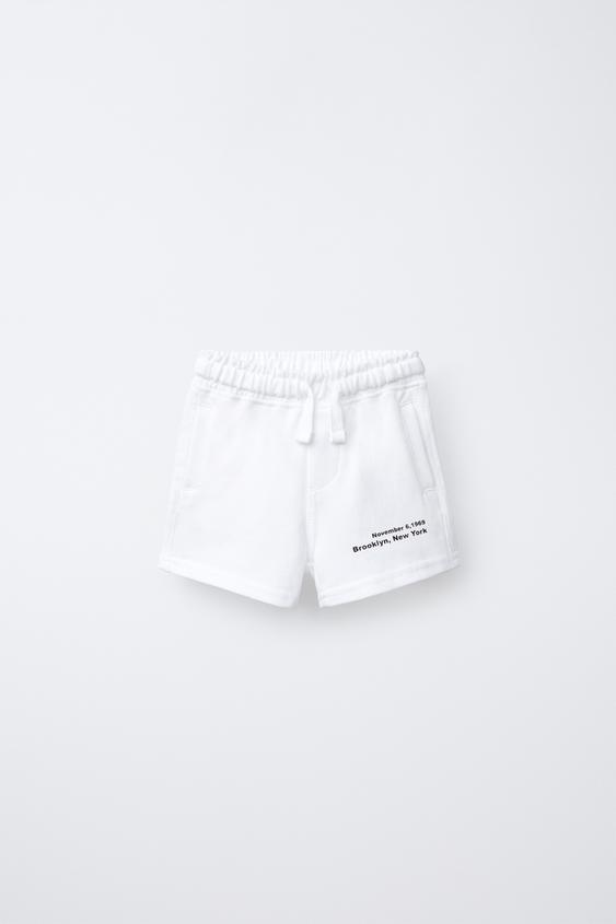 BERMUDA PIQUÉ TEXTO - Blanco de Zara - Imagen 0